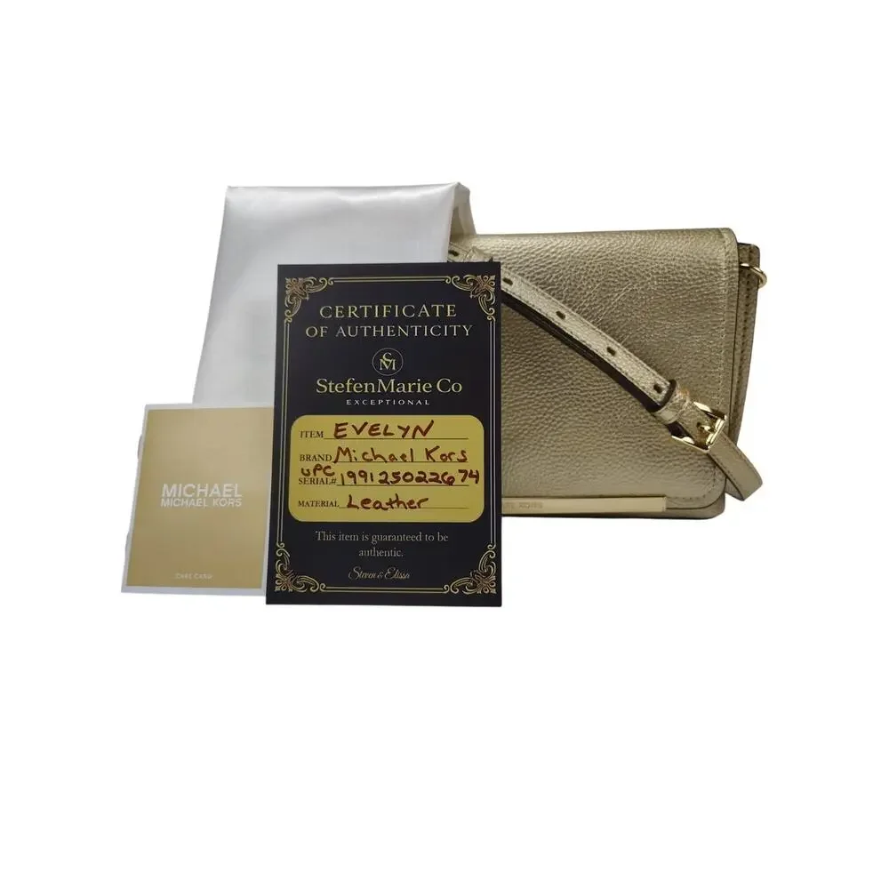 Michael Kors Evelyn Medium Flap Crossbody B Pale Gold - NWT